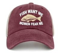 Hat Women Want Me Fishes Fear Me Hat for Women Dad Hats Trendy Caps, Red-8, One size