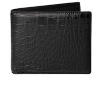 HATA Men Leather Bifold Wallet RFID Blocking Front Pocket Exotic Billfold Handmade Gift For Birthday Wedding Anniversary Father's Day, Black - Croc Belly 0, 4.5" x 3.5", Classic