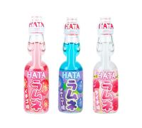 Hata Ramune 200 ml: Assorted Pack 5 (Pack of 3) Authentic Japanese Soft Drink, Fun Marble Bottle | Refreshing Fizzy Strawberry, Blueberry, Lychee Flavour