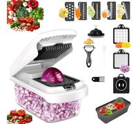 HATAF 15-in-1 Vegetable Chopper UK, Mandolin Vegetable Slicer & Onion Chopper with Grater, Spiralizer, Chip Cutter, Mini Food Chopper & Kitchen Accessories, Ideal for Potato Salad Chopper
