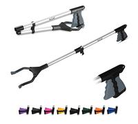 HATAF® 32inches Litter Pickers for Adults, Grabber Stick, Helping Hand Grabbers for Disabled, Foldable Litter Pickers for Children Rotating Head 360 Degree Reaching Aids (32" Grey)