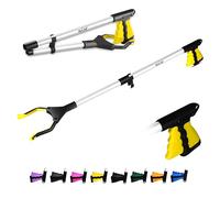 HATAF® 32inches Litter Pickers for Adults, Grabber Stick, Helping Hand Grabbers for Disabled, Foldable Litter Pickers for Children Rotating Head 360 Degree Reaching Aids (32" Yellow)