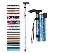 HATAF® Walking Stick, Folding Walking Sticks for Women, Adjustable height Folding Walking Sticks for Men, Mobility Aids walking stick rubber ends, Folding walking sticks for ladies (Blue Flowers)