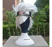Hatake Kakashi Cosplay Wig Silver White Short Heat Resistant Synthetic Hair Wigs + Headband + Mask