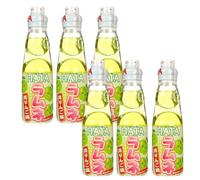 Hatakosen Ramune Soda Japanese Fruity Flavoured Soda Carbonated Bottled Drinks 200ml (Pack of 6, Apple)