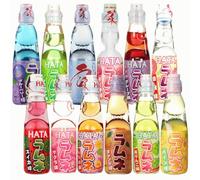 Hatakosen Ramune Soda Japanese Soft Drinks 7 Assorted Flavours Bottles Set 200ml (Pack of 7)