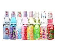 Hatakosen Ramune Soda Japanese Soft Drinks 8 Bottles Set 200ml By Starry Mart (8 Bottles, 8 Different Flavours)