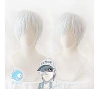 Hataraku Saibou U-1146 White Blood Cell Neutrophil Short Wig Cosplay Costume Cells at Work Heat Resistant Synthetic Hair+Hairnet