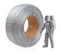 HATCHBOX 1.75mm PLA 3D Printer Filament Refill, Includes 1 Refillable 1 KG Spool for 3D Printing, Dimensional Accuracy +/- 0.03mm, Silver
