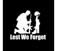 Hatcherabilia Lest We Forget Soldier UK Military Remembrance Car Stickers - Waterproof Decals - Laptops, Mirrors, Windows, Army Gifts (White)