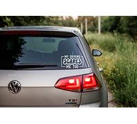Hatcherabilia My Driving Scares Me Too Car Stickers - Mirror Stickers - Van Decals, Caravan Accessories - Motorhome Bumper Stickers - Cute Stickers - Car Decal (White)