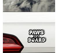 Hatcherabilia Paws On Board Pet Funny Car Stickers - Cat Stickers - Campervan Decals - Motorhome Stickers - Bumper Stickers - Cute Stickers - Dog Car Stickers and Decals (Black)