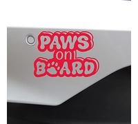 Hatcherabilia Paws On Board Pet Funny Car Stickers - Cat Stickers - Campervan Decals - Motorhome Stickers - Bumper Stickers - Cute Stickers - Dog Car Stickers and Decals (Red)