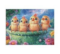 Hatchlings on A Wet Garden Ledge 500 Piece Jigsaw Puzzle for All Ages Happy Time Easter Gift Idea Family Gathering Durable Pieces Stress Relief Home Decor 500 PCS