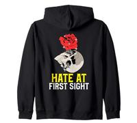 Hate At First Sight Antisocial Unsociable Statement Zip Hoodie