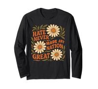 Hate Never Made Any Nation Great Boho Floral Long Sleeve T-Shirt