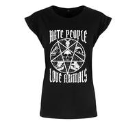 Hate People Love Animals Ladies Vegan Vegetarian Premium Black T-Shirt
