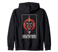 Hate Your Enemies Speak The Truth Panther Graphic Zip Hoodie