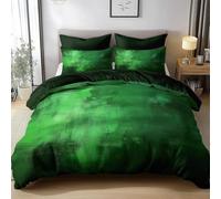 HATEGE Abstract Reversible Double Duvet Cover, 3D Green Lightweight Bedding Sets Soft Microfibre Quilt Cover 200x200 cm with 2 Pillowcases 5364-ABC