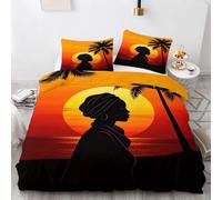 HATEGE African Woman Queen Size Duvet Cover Set Reversible 3D Africa Lightweight Bedding Sets Soft Microfibre Quilt Cover 230x220 cm with 2 Pillowcases 1869-AET
