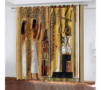 HATEGE Ancient Egypt Figures Curtains for Bedroom 54 Drop 3D Printed Folk-Custom Blackout Curtains Soft Thermal Insulated Eyelet Curtain for Living Room, 2 Panels 46x54 Inch (WxL)