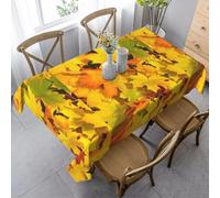 HATEGE Autumn Table Cloth Wipe Clean Maple Leaf Wipeable Tablecloths Square 120 x 120cm Leaves Tablecloth Polyester 3D Printed Table Cover for Party Dining Decoration A-0125