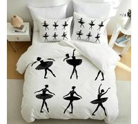 HATEGE Ballet king Size Duvet Cover Sets Reversible 3D Girl Lightweight Bedding Sets Soft Microfibre Quilt Cover 240x220 cm with 2 Pillowcases 63-AET