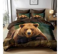 HATEGE Bear Queen Size Duvet Cover Set Reversible, 3D Animal Lightweight Bedding Sets Soft Microfibre Quilt Cover 220x220 cm with 2 Pillowcases 5229-ABC