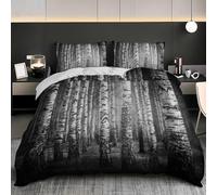 HATEGE Birch Tree king Size Duvet Cover Sets Reversible 3D Woodland Lightweight Bedding Sets Soft Microfibre Quilt Cover 240x220 cm with 2 Pillowcases 1175-ABCD