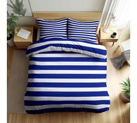 HATEGE Blue Stripes king Size Duvet Cover Sets Reversible, 3D Navy Blue Lightweight Bedding Sets Soft Microfibre Quilt Cover 240x220 cm with 2 Pillowcases 6167-ABC