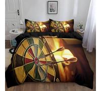 HATEGE Darts king Size Duvet Cover Sets Reversible 3D Archery Lightweight Bedding Sets Soft Microfibre Quilt Cover 240x220 cm with 2 Pillowcases 8686-ABC