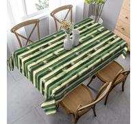 HATEGE Green Table Cloth Wipe Clean Stripes Wipeable Tablecloths Rectangular Modern Art Tablecloth 140 x 260 cm Polyester 3D Table Cover for Party Dining Decorations A-1533