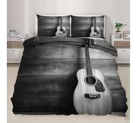 HATEGE Guitar Single Duvet Cover Set Reversible, 3D Teenager Lightweight Bedding Sets Soft Microfibre Quilt Cover 135x200 cm with 2 Pillowcases 5962-ABC