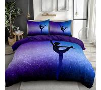HATEGE Gymnastics Girl king Size Duvet Cover Sets Reversible, 3D Dancing Girl Lightweight Bedding Sets Soft Microfibre Quilt Cover 230x220 cm with 2 Pillowcases 2822-ABC