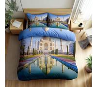 HATEGE India king Size Duvet Cover Sets Reversible, 3D Famous Buildings Lightweight Bedding Sets Soft Microfibre Quilt Cover 230x220 cm with 2 Pillowcases 4766-ABC