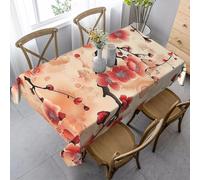 HATEGE Japanese Style Table Cloth Wipe Clean Cherry Blossoms Wipeable Tablecloths Square 120 x 120cm Spring Tablecloth Polyester 3D Printed Table Cover for Party Dining Decoration A-5166