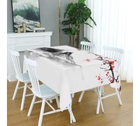 HATEGE Japanese Style Table Cloth Wipe Clean Cherry Blossoms Wipeable Tablecloths Square Mountain Tablecloth 150 x 150 cm Polyester 3D Table Cover for Party Dining Decorations A-6287