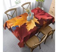 HATEGE Leaves Table Cloth Wipe Clean Autumn Wipeable Tablecloths Rectangular Orange and Red Tablecloth 150 x 220 cm Polyester 3D Table Cover for Party Dining Decorations A-4452