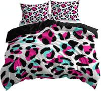 HATEGE Leopard Print king Size Duvet Cover Sets Reversible, 3D Color Lightweight Bedding Sets Soft Microfibre Quilt Cover 240x220 cm with 2 Pillowcases 6239-ABC