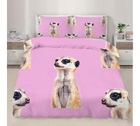 HATEGE Meerkat king Size Duvet Cover Sets Reversible 3D Girl Lightweight Bedding Sets Soft Microfibre Quilt Cover 230x220 cm with 2 Pillowcases 8077-ABC