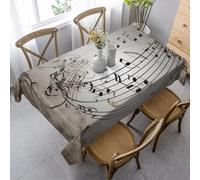 HATEGE Music Notes Table Cloth Wipe Clean Gray Square Tablecloth 100 x 100cm Modern Wipeable Tablecloths Polyester 3D Printed Table Cover for Party Dining Decoration A-5212