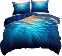 HATEGE Ocean king Size Duvet Cover Sets Reversible, 3D Blue Sea Lightweight Bedding Sets Soft Microfibre Quilt Cover 230x220 cm with 2 Pillowcases 2790-ABC