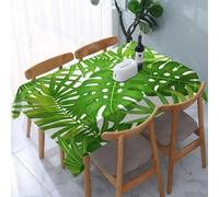 HATEGE Palm Leaves Table Cloth Wipe Clean Monstera Wipeable Tablecloths Rectangular Green Leaves Tablecloth 140 x 260 cm Polyester 3D Table Cover for Party Dining Decorations A-6898