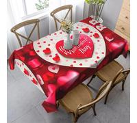 HATEGE Red Table Cloth Wipe Clean Heart Wipeable Tablecloths Rectangular Red Tablecloth 100 x 140 cm Polyester 3D Table Cover for Party Dining Decorations A-2860