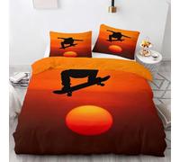 HATEGE Skateboard Single Duvet Cover Set Reversible 3D Extreme Sports Lightweight Bedding Sets Soft Microfibre Quilt Cover 135x200 cm with 2 Pillowcases 1778-AET