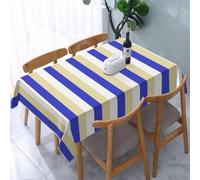 HATEGE Striped Table Cloth Wipe Clean Beige Stripes Small Square Tablecloth 80x80 cm White Stripe Wipeable Tablecloths Polyester 3D Table Cover for Party Dining Decorations A-6975