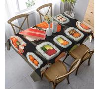 HATEGE Sushi Table Cloth Wipe Clean Japanese Cuisine Wipeable Tablecloths Rectangular Modern Tablecloth 140 x 180 cm Polyester 3D Table Cover for Party Dining Decorations A-5131