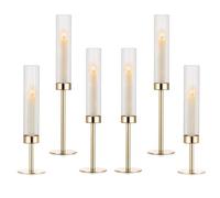 Hatende Gold Hurricane Candle Holders 3 Pack Wedding Party Anniversary Metal Painted Gold