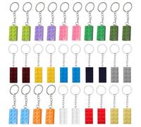 HATFRYF 30Pcs Multicolor Building Block Keyrings, Plastic Building Block Keychain, Building Blocks Key Ring Set, Brick Keyrings Construction Keychains for Birthday, Party Bag Fillers & DIY Decor