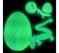 HATFRYF 3D Printed Dragon Egg, Mystery Dragon Egg Glow in The Dark Articulated, Fidget Toys, Craft Ornament Children's Gift Easter Carnival (Luminescent green)